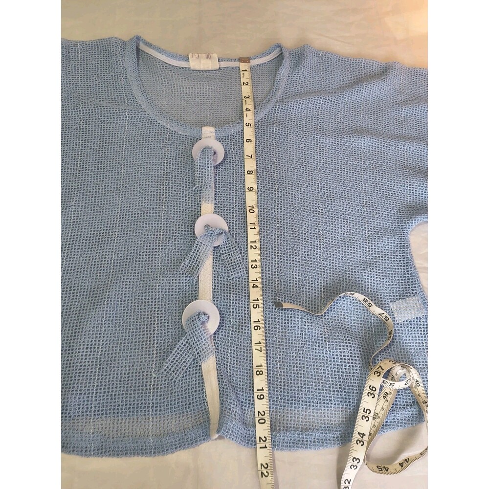 Noelle One Size Sheer Topper Blue Lightweight Breathable 3/4 Sleeve Blouse - Picture 11 of 14